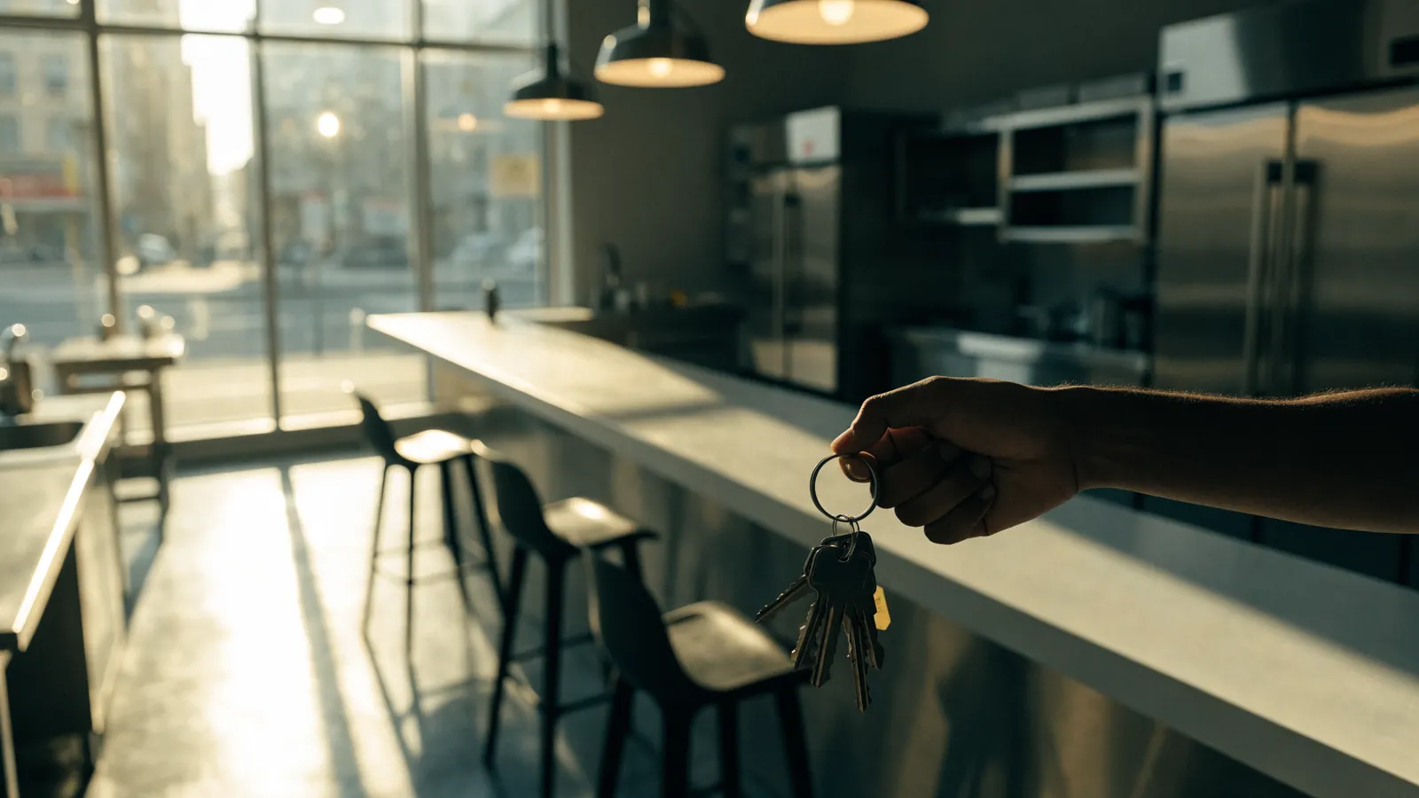 Remise des clés d’un restaurant rapide neuf avant son ouverture
