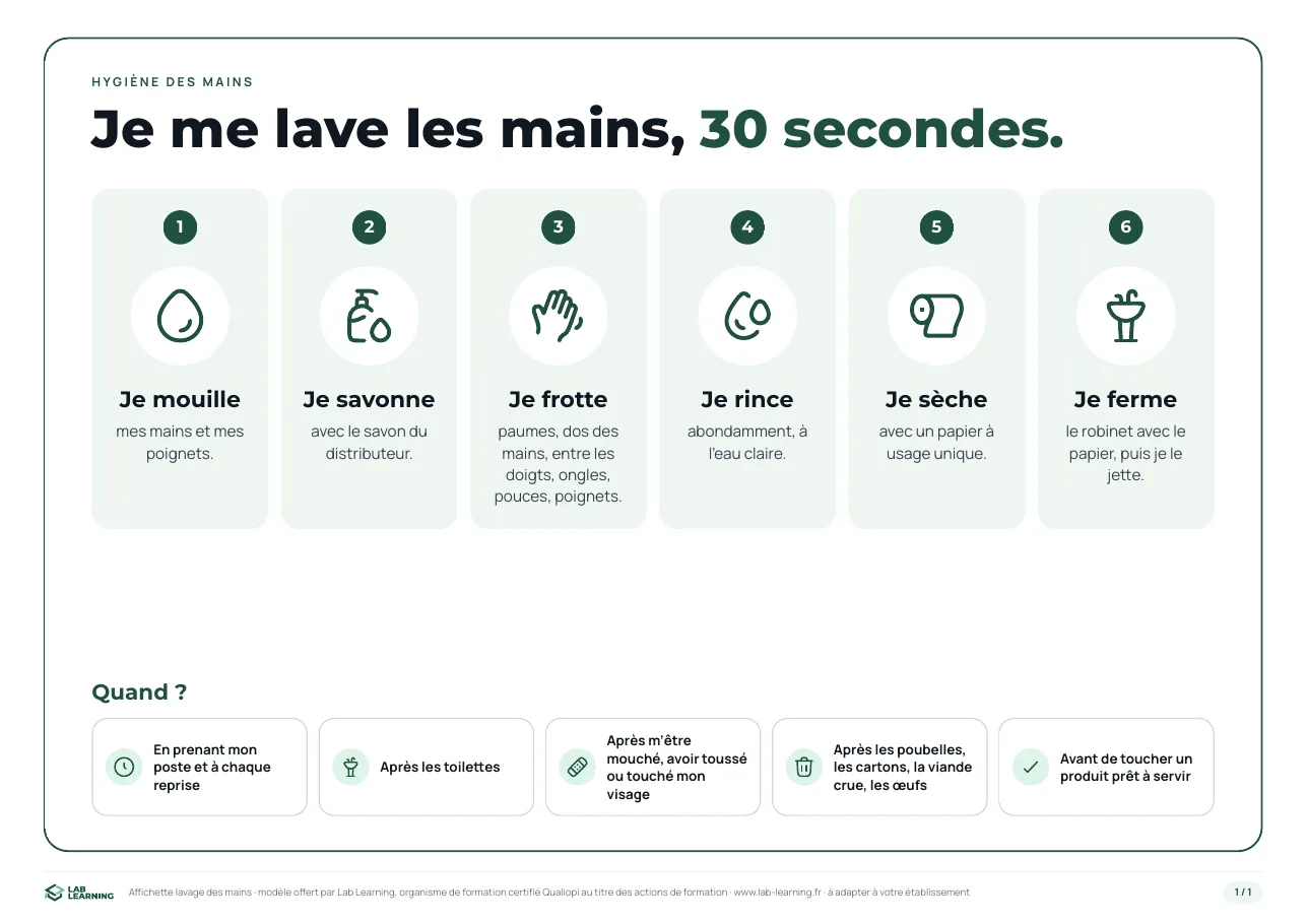 Aperçu de la première page : affichette lavage des mains